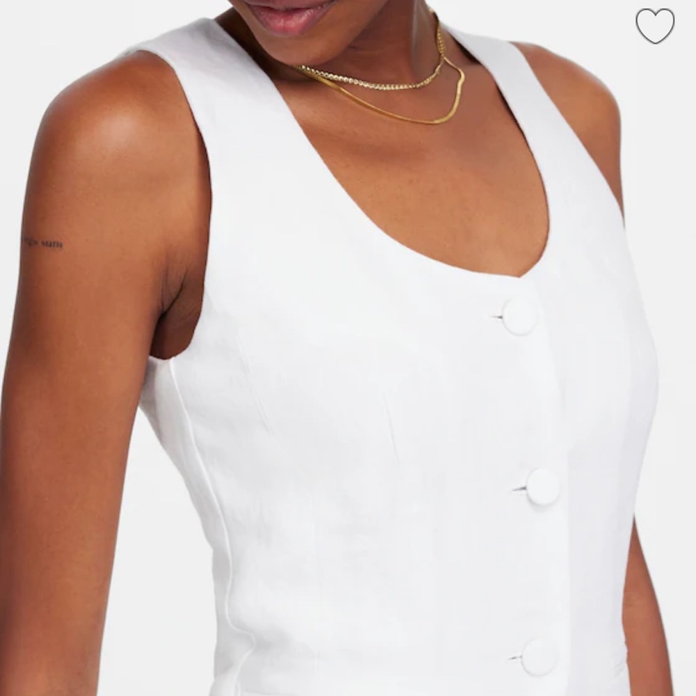 Madewell 100% Linen Scoopneck Cutaway Vest white size 6 - Picture 2 of 9